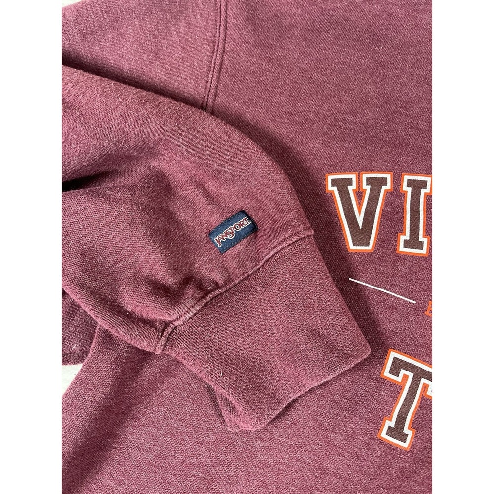 Jansport Virginia Tech Hokies Maroon Fleece Lined‎ Pullover Sweatshirt Men's M - Picture 5 of 8